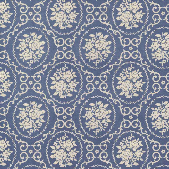 Blue Bouquet and Flourish Print Italian Paper ~ Carta Varese Italy